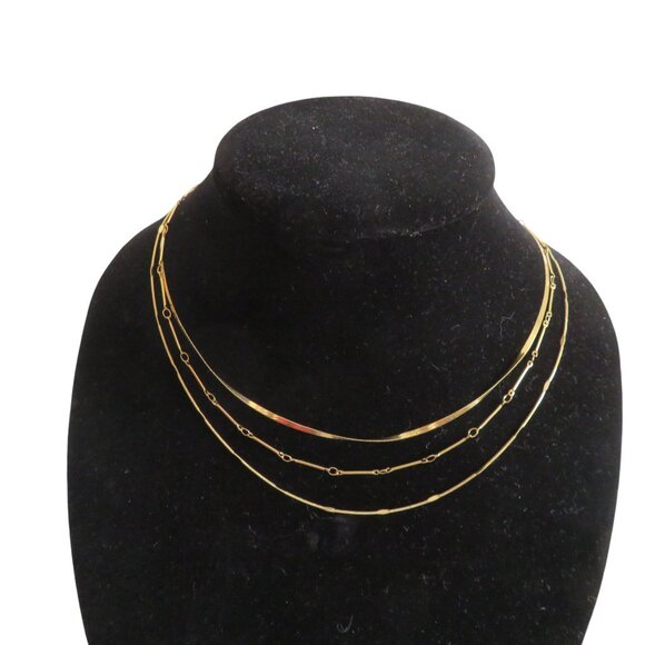 🔥🔥HP🔥🔥 Jenny Bird Bea Triple Strand Necklace, Goldtone Plate, NWT - Picture 6 of 9